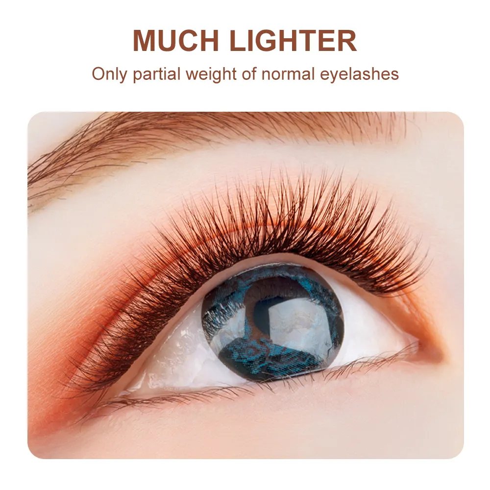 Lashes 0.15mm Brown Flat Ellipse Eyelash Extension False Fake Eye Lash Matte Split-Tips Ellipse Shape Eyelashes — image 4