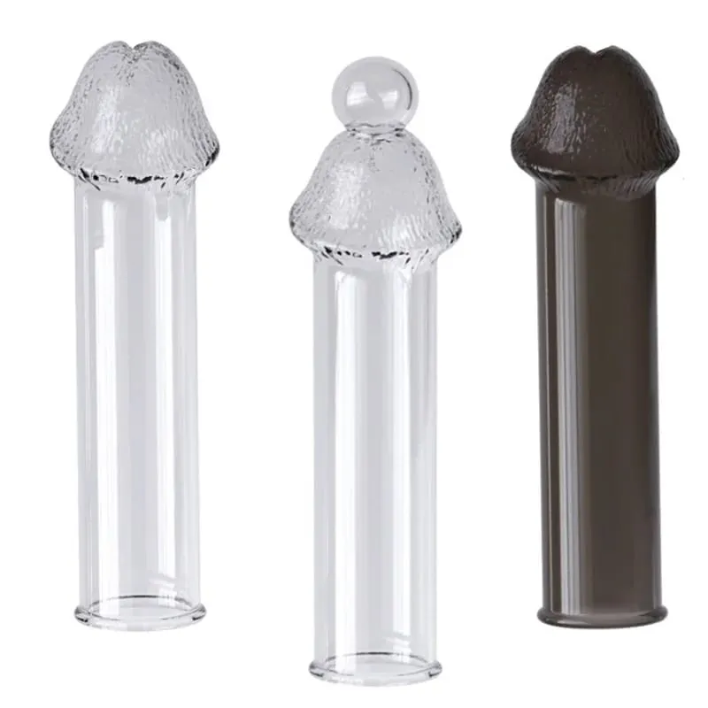 Crystal Penis Sleeve 14cm Lock Sperm Penis Enlargement Sleeve Reduce Sensitivity Condom Delay Ejaculation Sex Toys for Men — image 1