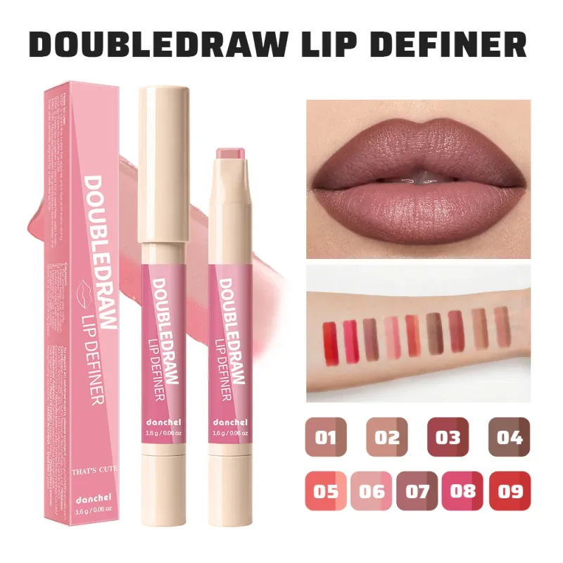 10 Colors Double Draw Lip Definer 2 In 1 Lip Liner Lip Gloss Silky Cream Texture Long Lasting Hydrating High Pigment Lip Makeup — image 6