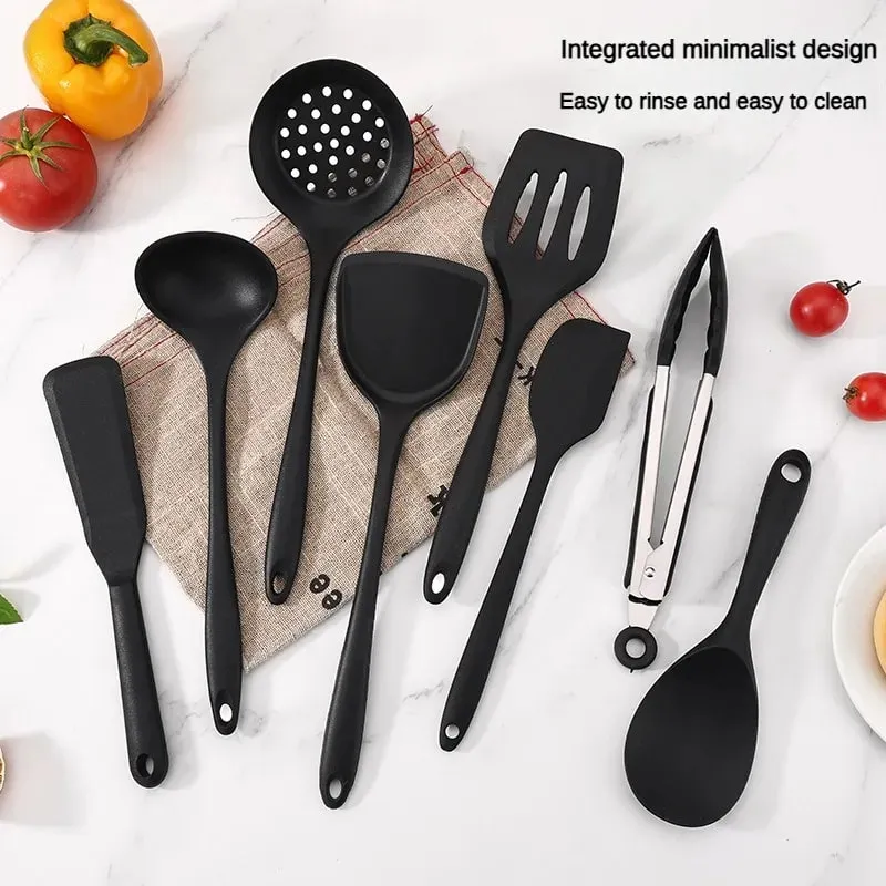 1/10PCS Food-Grade Silicone Kitchen Tools Set Heat-Resistant Slotted Spoon for Non-Stick Cookware & Hot Pot Multi-Use Strainer — image 2