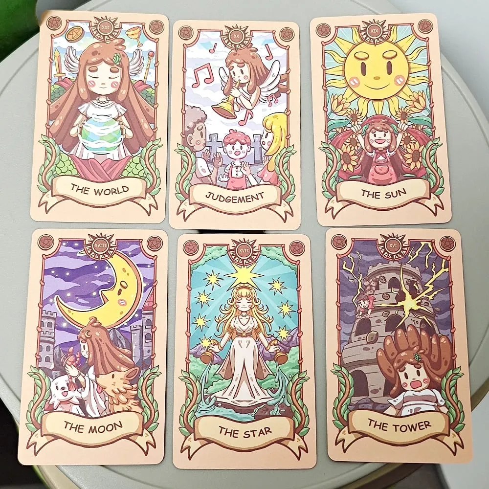 Jeu de Tarot de voyage joyeux 10.3x6cm, système Rider-waite, jeu de Tarot mignon de dessin animé, 79 cartes (comprend 1 carte spéciale) — image 2
