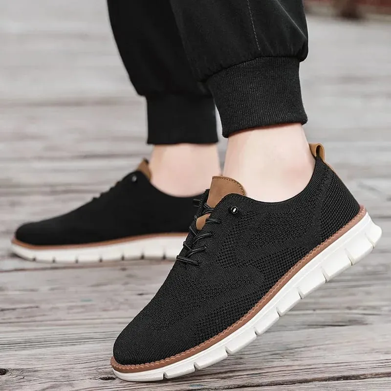 Men Casual Shoes Classic Breathable Brogue Flats Cushioning Color Blocking Design Dress Shoes Versatile Sneakers lightweight — image 5