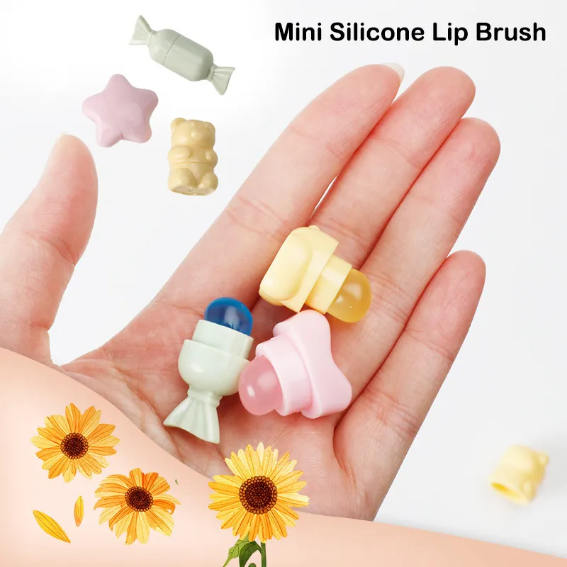 Mini Silikone Lip Brush Cartoon Angled Concealer Brushes Lip Balm Lip Gloss Concealer Børster Make Up Brushes