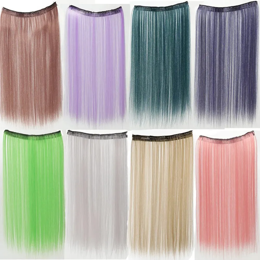 V-shaped One-Piece Synthetic 4 Clip In Hair Extensions Long Straight Hairstyle Hairpiece Colour 50CM Natural Fake Hair — image 2