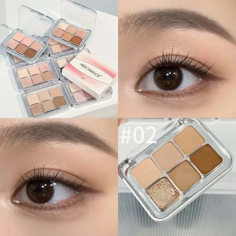 Grey Rose Shimmer Matte Eyeshadow Palette 6 Colors Glitter Earth Color Low Saturation Eye Shadow Pigment Long Lasting Cosmetics — image 7