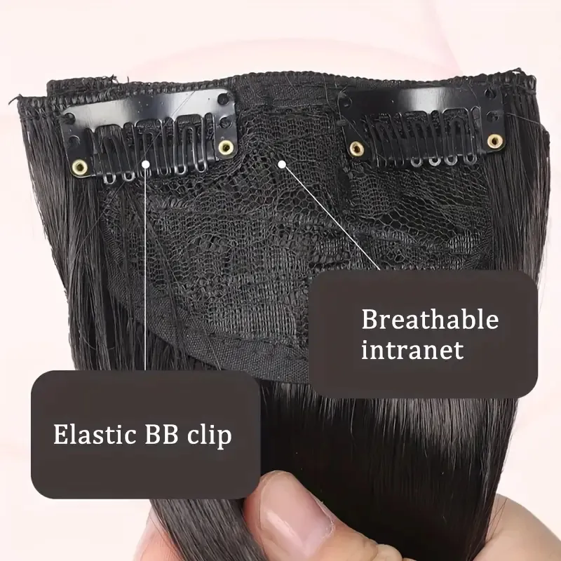 10cm/20cm/30cm Syntetisk kort lige pude Usynlig hårforlængelse Foring af hår Top Sidecover Hårstykke til kvinder — image 2
