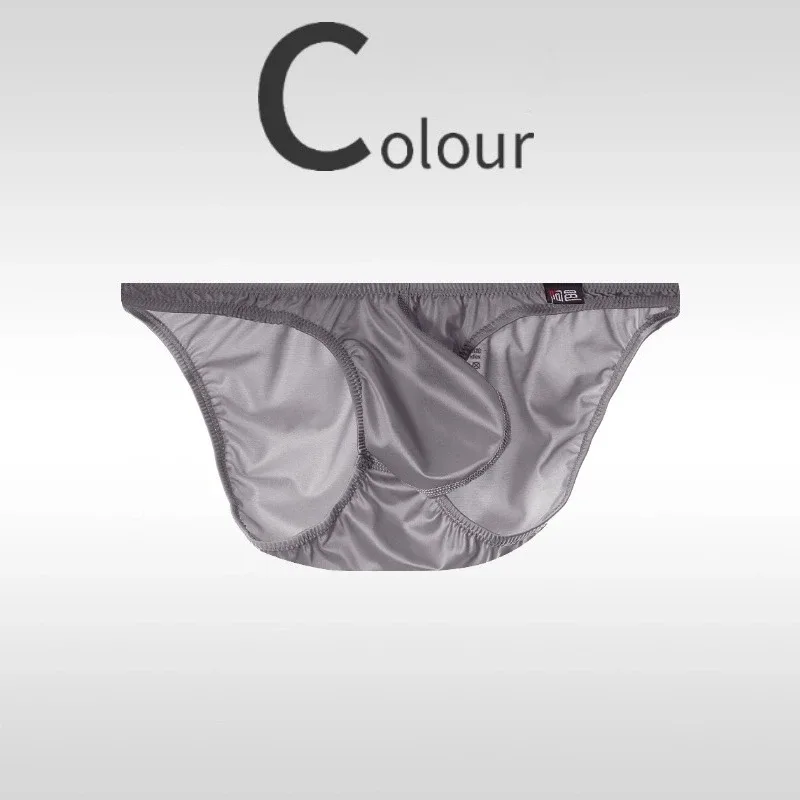 Glossy Mens Sexy Briefs Ice Silk Underwear Low Rise Silky Male U Convex Pouch Underpants Breathable Man Bikini Panties Smooth