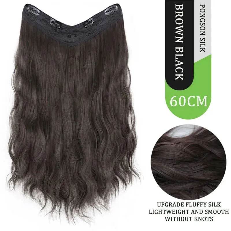 U Part Hair Extensions Synthetic Curly Wave Clips in Hair Extensions One Piece 3/4 Full Head Half Wig Straight Thick Hairpiece — image 18