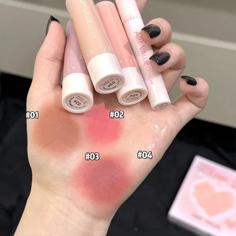 ART VALUE 4 PCS Lip Makeup Sets Include 3 Colors Velvet Matte Liquid Lipstick And 1 Lip Balm Oil Cosmetics Kits Lasting Lipgloss — image 6