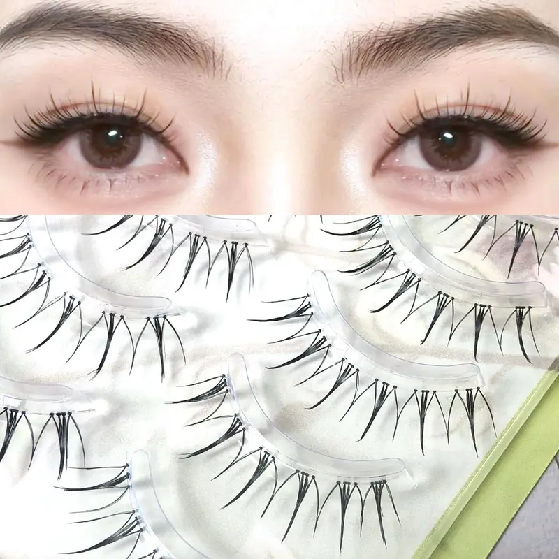 5 Pairs Fairy False Eye Lashes Natural Eyelashes Extension Clear Band Korean Girl Style Handmade Soft Nude Makeup Tools