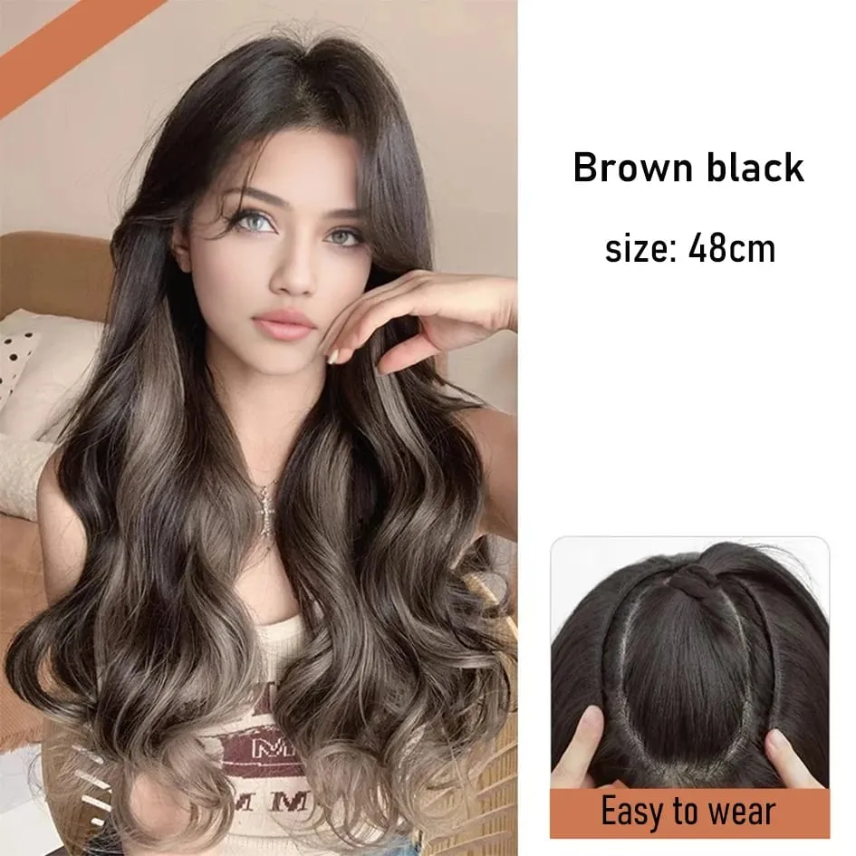 Synthetic 5 Clip 50cm Colored Hair Extensions Water Wave Wig Pink Wig Gray Wig Clip on Hair Extensions Christmas
