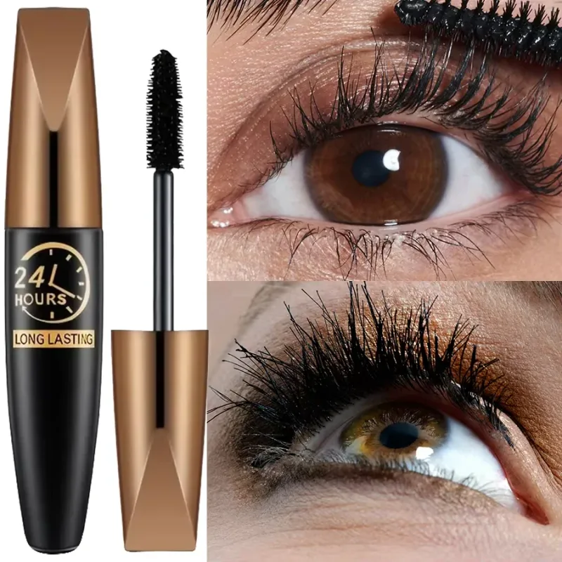 5D Eye Black Mascara Waterproof Lengthens Eyelashes Extension Μακιγιάζ ματιών μάσκαρα με ίνες μετάξι για γυναίκες Καλλυντικό Κορεάτικο μακιγιάζ