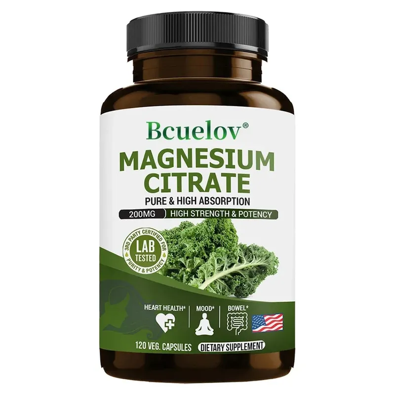 Magnesium Citrate Supplement - Highly Absorbed Relieves Constipation Relaxes Nerves Supports Heart Health Muscles and Bones