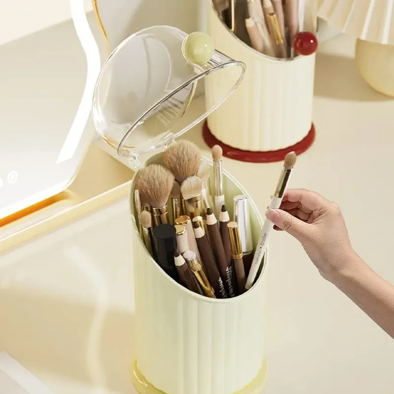 Makeup Brush Storage Box Large Capacity Makeup Brushes Holder With Clear Lid Dustproof Comestic Tools Lipstick Eyebrow Organizer