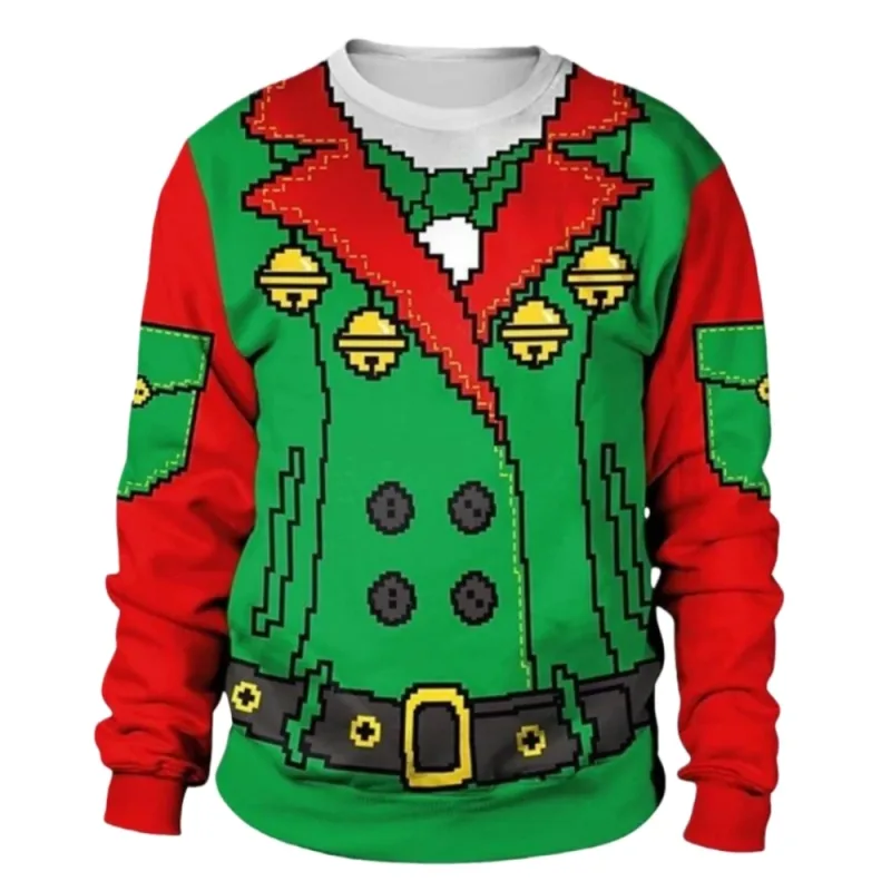 Sjov juletrøje Mænd Kvinder Pullover Xmas Sweatshirt Grim grafisk Y2k Sweatshirts til feriefest Løst herretøj — image 5