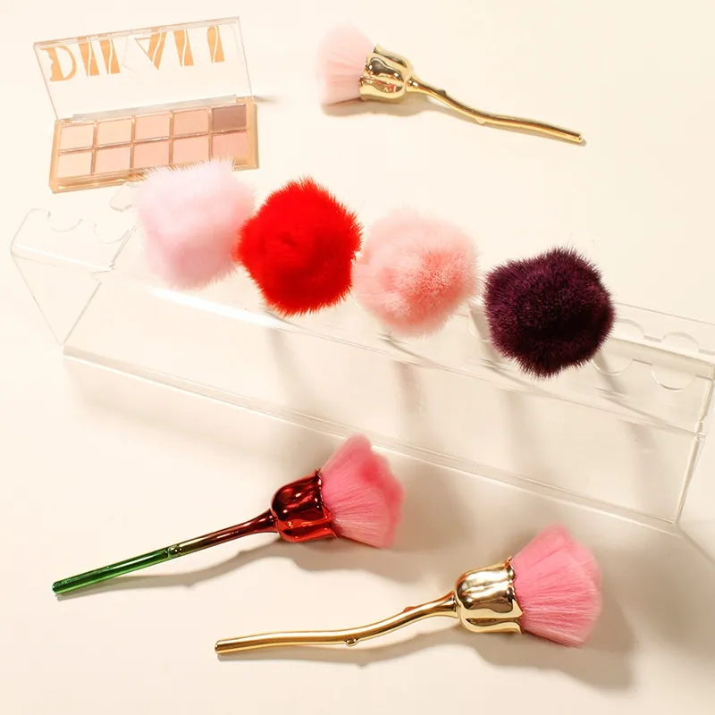 Rose Flower Shape Makeup Brush Round Makeup Loose Powder Brushes Manicure Nail Polishing Dust Removal Brush Beauty Make Up Tools — image 3