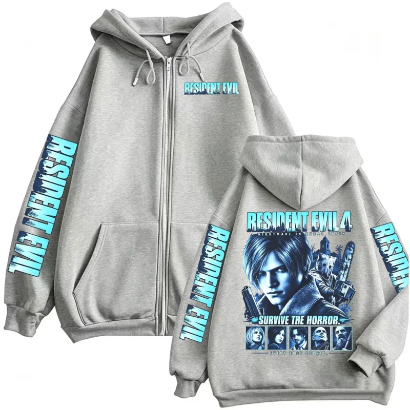 Resident Evil Requiem Zip Up Hoodies Leon Kennedy Horror Game Zipper Hoodie Herren Damen Harajuku Klassische Jacke Sweatshirt Mäntel — image 8