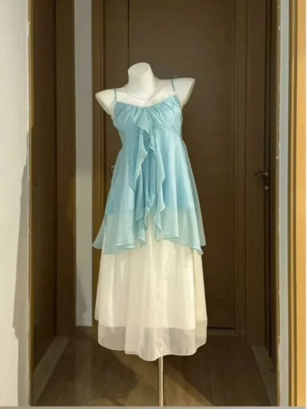 New Vintage Summer Women Sets Elegant Ruffle Lace Chiffon Design Mini Skirt Suit Fairy Female Sweet Korean Fashion Outfits 2025 — image 14