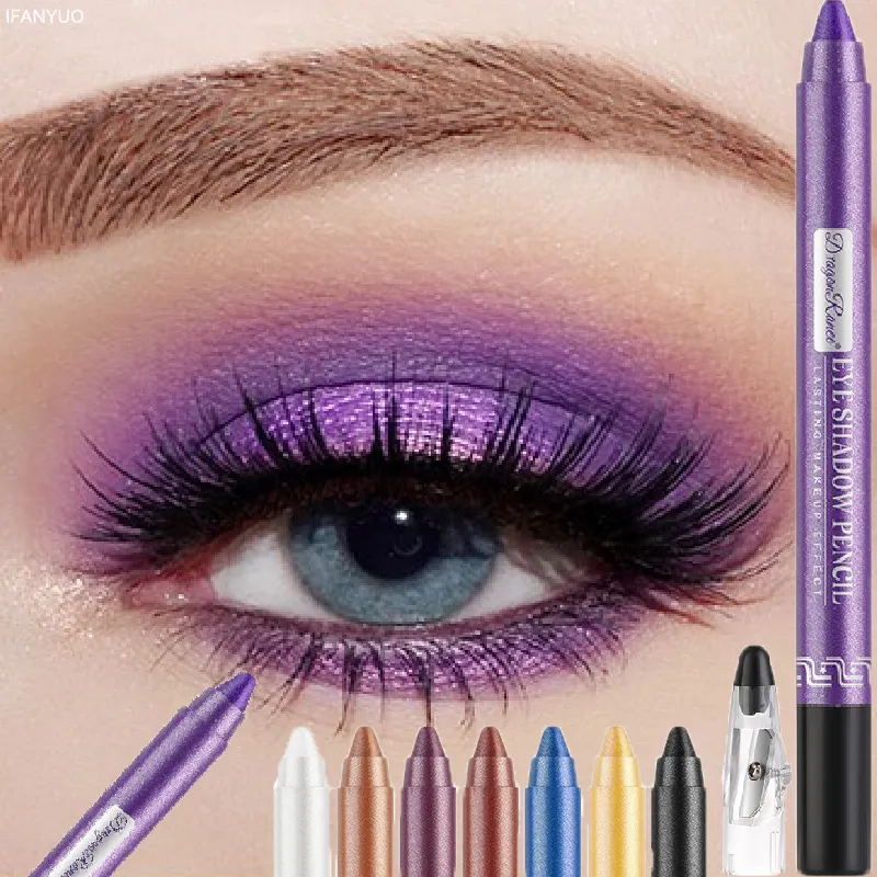 12Colors Glitter Eyeshadow Pen Long Lasting Matte Eye Shadow Palette Shiny Highlighter Silver Purple Eyeliner Pencil Cosmetics — image 2