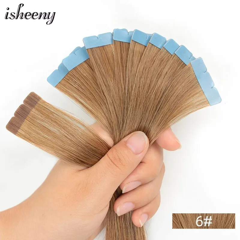 12"-20'' Invisible Mini Tape in Human Hair Extensions Invisible Adhesive Seamless Tape in Hair Natural Straight 10pcs/pack — image 8