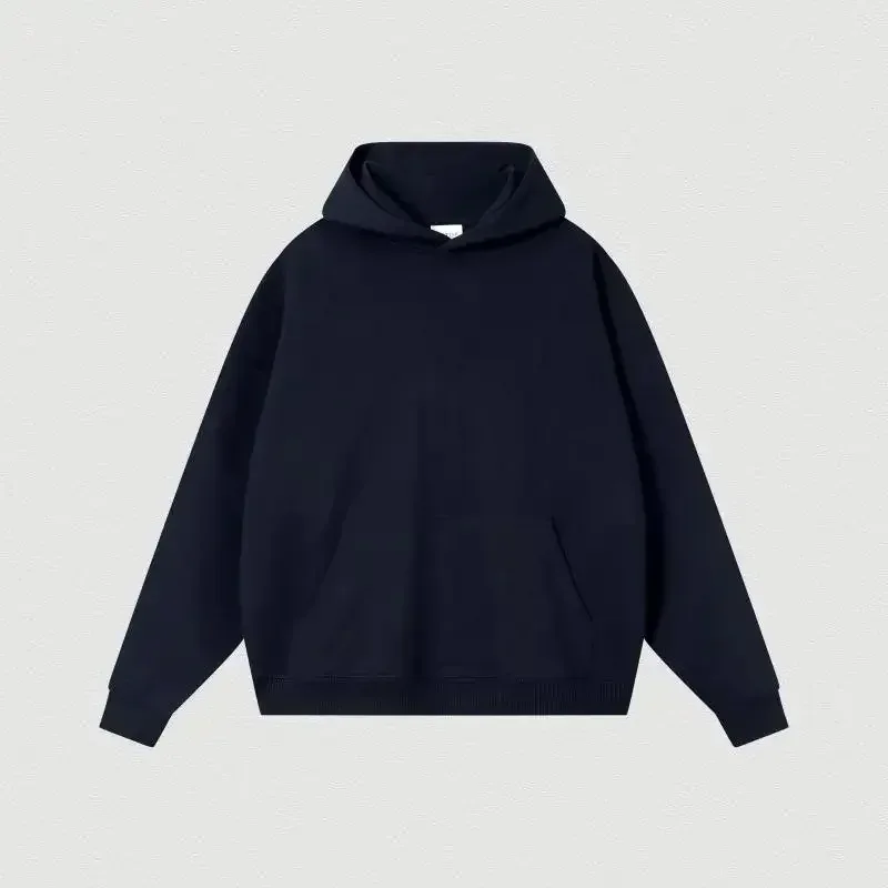 400GSM Oversized Frency Terry Autumn Winter Casual Cotton Men Woven High Quality Top Solid Color Hoodies Sweatshirt Streatwear — image 9