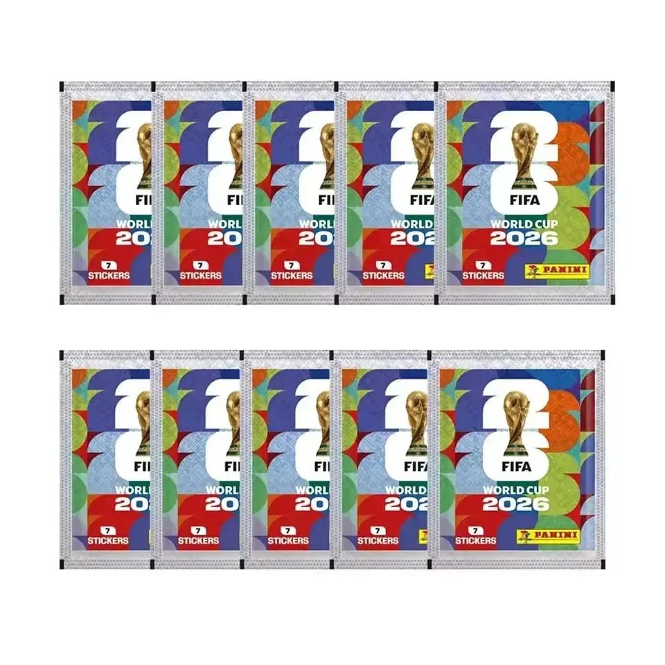 2026 FIFA World Cup Panini Samlerklistermærkesæt med matchende album 50 pakker 7 klistermærker hver i alt 350 til sportsfans