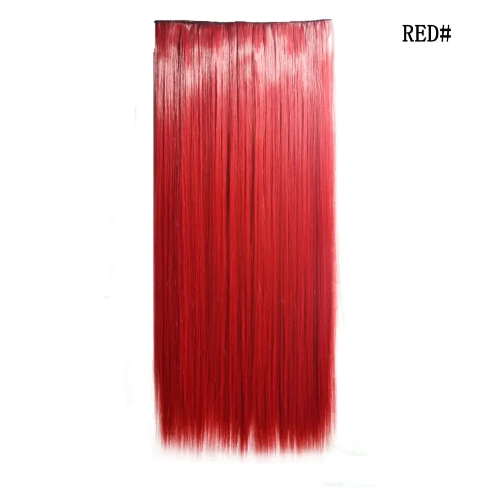 24 Inch Synthetic One Piece 5 Clips In Hair Extensions Long Straight High Temperature Fiber Colorful Hairpiece for Women — image 8