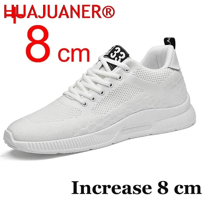 Men Sneakers Elevator Shoes Hidden Heels Breathable Heightening Shoes for Men Increase Insole 6CM Sports Casual Height Shoes