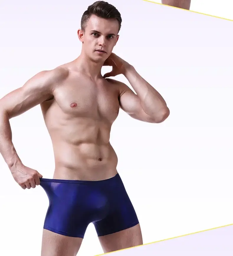 Ice silk underwear men's seamless ultra-thin transparent boxer shorts sexy one piece summer breathable youth tide four corners — image 19