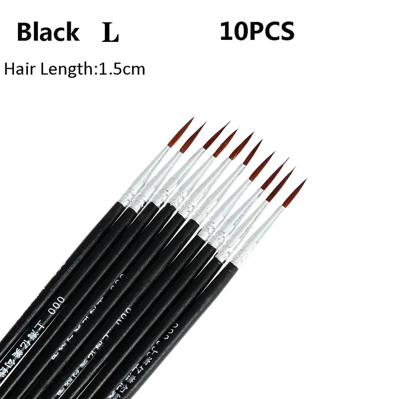 10Pcs Fine Hand Painted Thin Hook Line Pen Drawing Art Pen Nylon Brush Makeup Eyeliner Pen Detail Brush Cosmetics Art Supplies — image 10