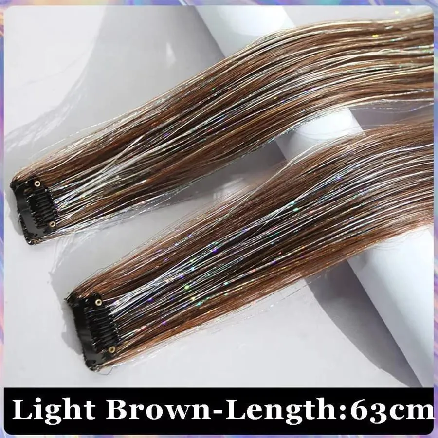 Synthetic Ear-dyed Laser Wig Piece One-card Seamless Feather Hair Extension Artifact Girl Group Stage Headdress Patch — image 12