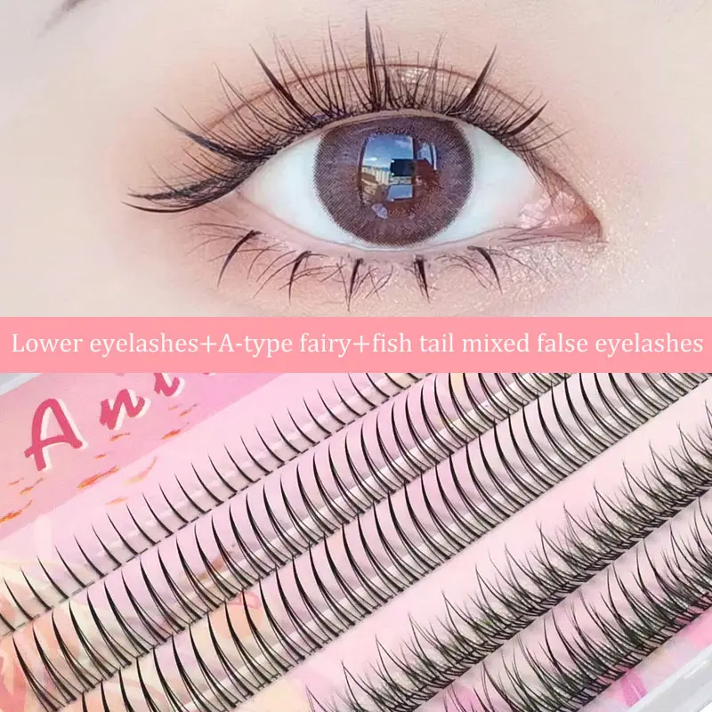 Anlinnet Fishtail + A-type Mixed Hair Five Rows Mixed Natural False Eyelashes Self-Grafting Single Cluster Eyelashes Eye Lash Fa — image 2
