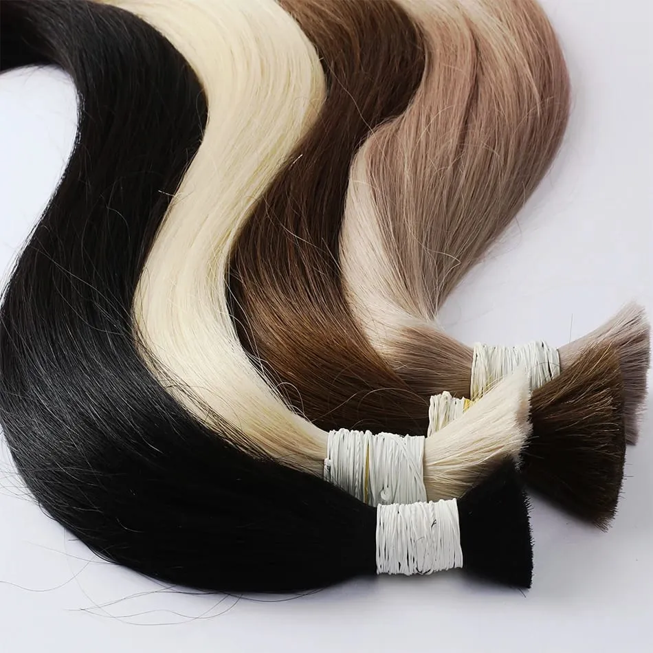 613 Striaght Human Hair No Weft 100% Virgin Bundles Highlight Original Bulk Extensions Russian Natural Unprocessed Blonde Braidi — image 2