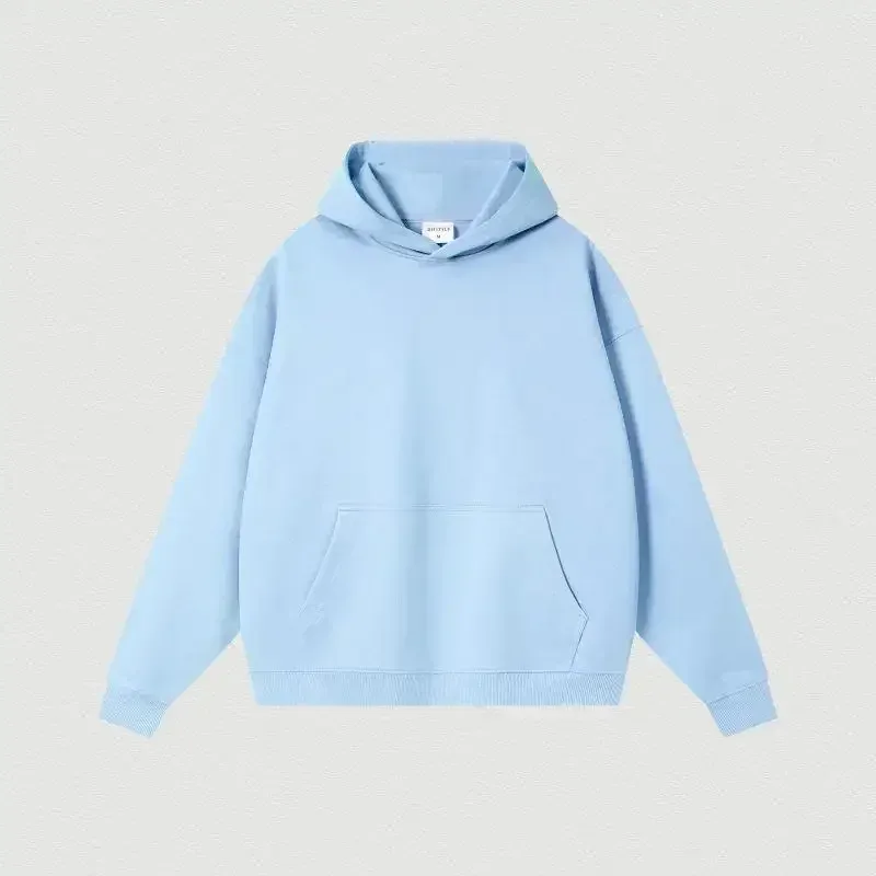 400GSM Oversized Frency Terry Autumn Winter Casual Cotton Men Woven High Quality Top Solid Color Hoodies Sweatshirt Streatwear — image 11