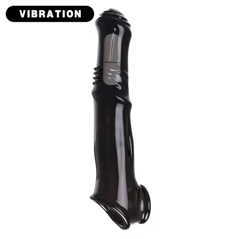 Penis Extender Sleeve Adult Sexy Cock Ring Reusable Condom Delayed Ejaculation Couples Chastity Cage Penis Sex Toys for Men