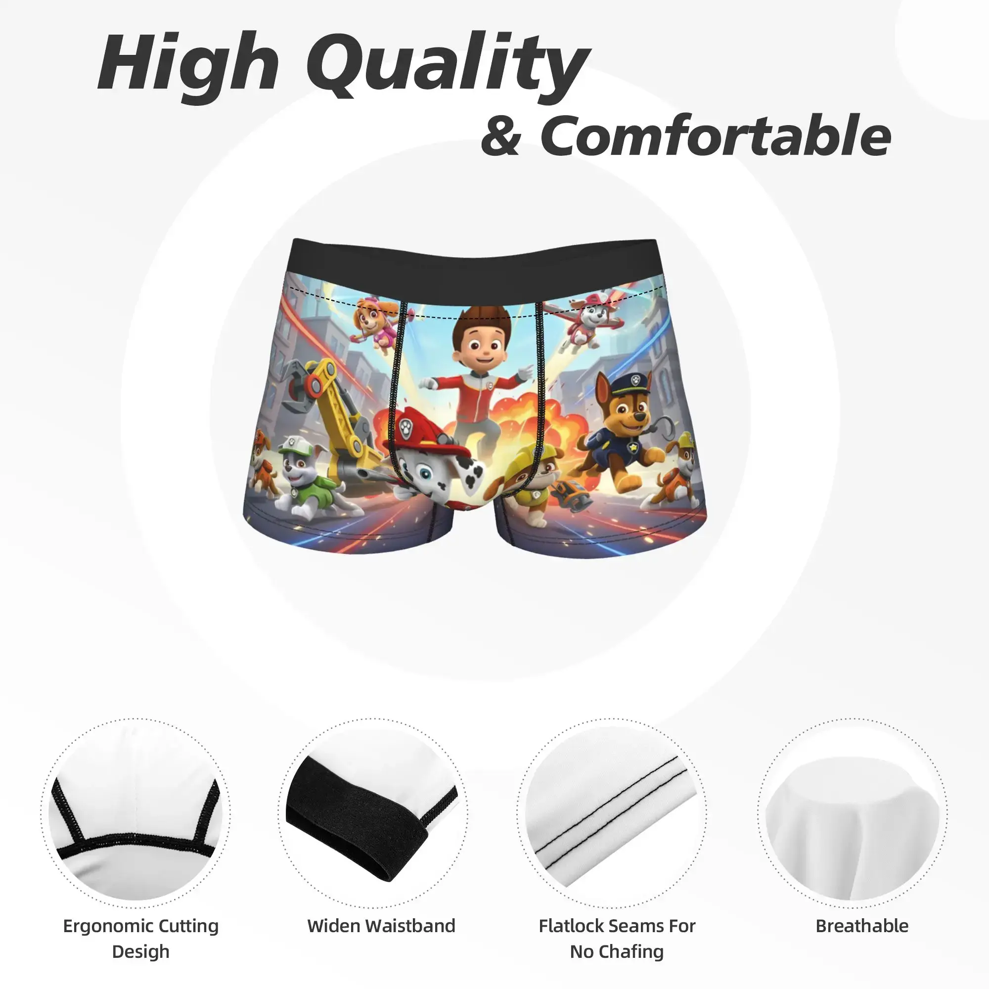 Paw Dogs Patrols Trunk Pouch Unterwäsche, hochwertiges Design, atmungsaktive Boxershorts für Herren, große Größe 2XL