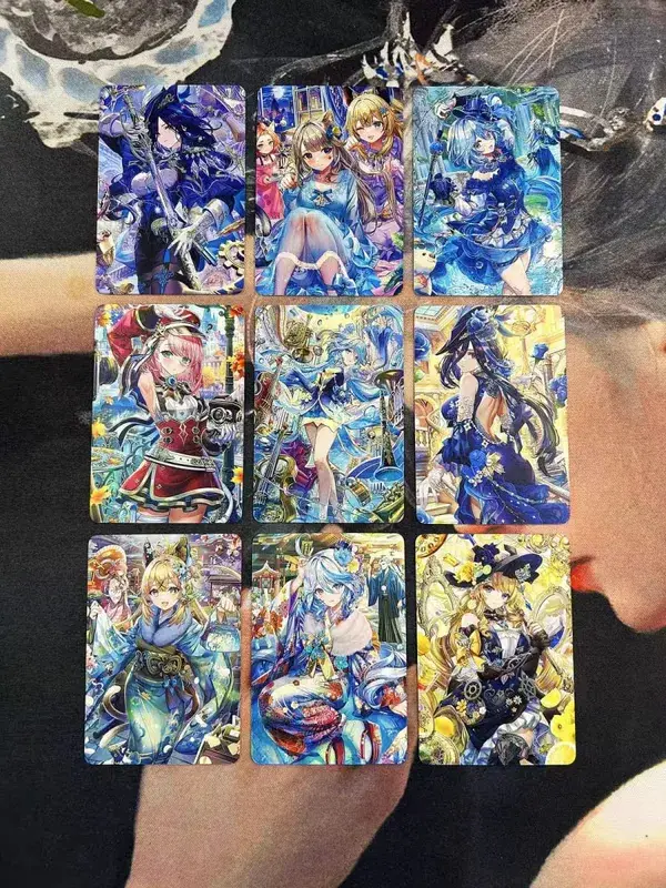 DIY Fanmade ผสม Genshin Honkai Waifu โฮโลแกรมเลเซอร์แฟลชการ์ดเกมซื้อขายสะสม — image 3