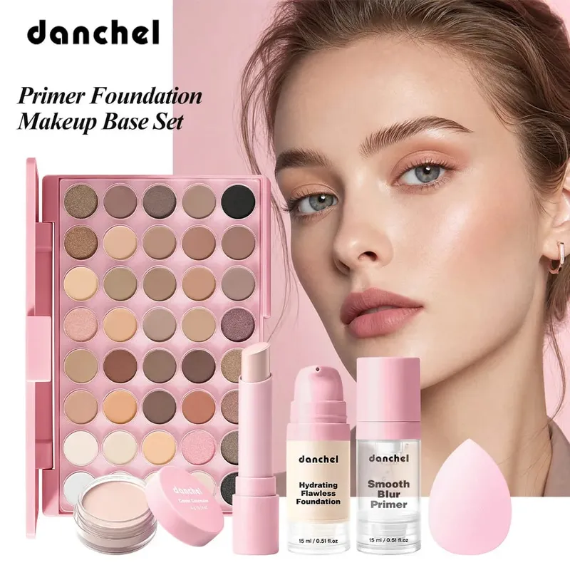 Primer Foundation Makeup Base Set Long Lasting Hydration Concealer Full Coverage Blurring Effect Mild Formula Primer Makeup Kit