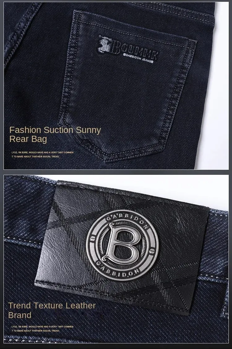 Men's Straight-leg Jeans High-quality Light Luxury Embroidered Casual Versatile Fashion Slimming Smooth Silhouette Style — image 9