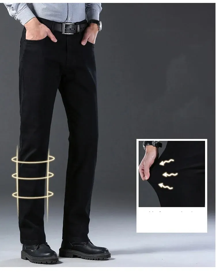 Men's New Korean Version Is Soft And Comfortable Stretch Regular Fit Jeans Fashion Casual Cotton Business Black Denim Pants — image 9