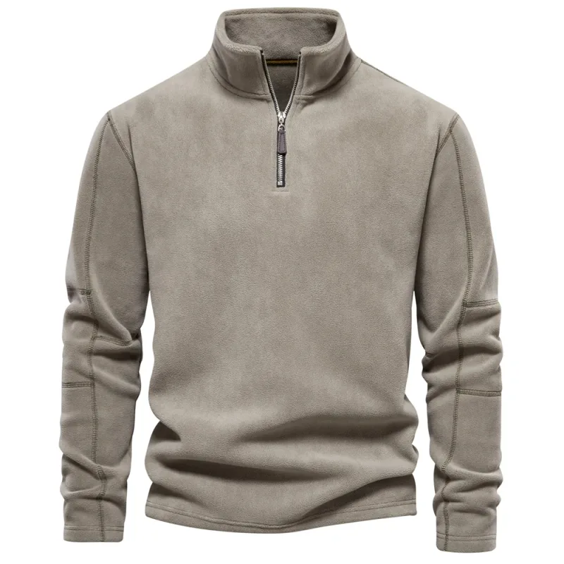 Brand Quality Thicken Warm Fleece Jacket for Men Zipper Neck Pullover Men's Sweatshirt Soft Shell Mens Jacket — image 8