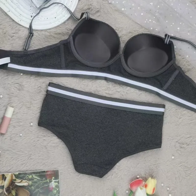 Set Bra Push Up Seksi Bra Nyaman Berkawat Tali Dapat Disesuaikan Lingerie Intim Cup Empuk Sejuk — image 6