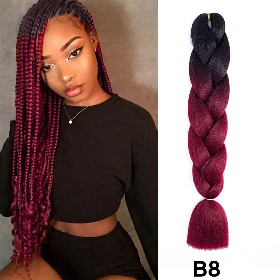 24 Inch Synthetic Jumbo Braid Pure And Ombre Braiding Hair Extensions For Women DIY Jumbo Hair Braids Black Green Gray Brown — image 42
