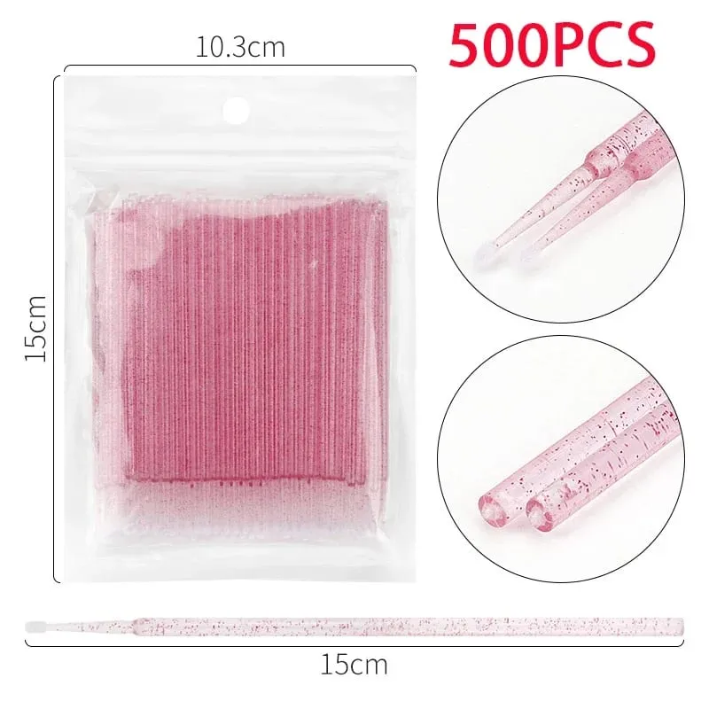 500/1000PCS Eyelash Brushes Crystal Swab Microbrushes Eyelash Extension Brush Grafting Lash Removing Applicators Makeup Tool — image 18