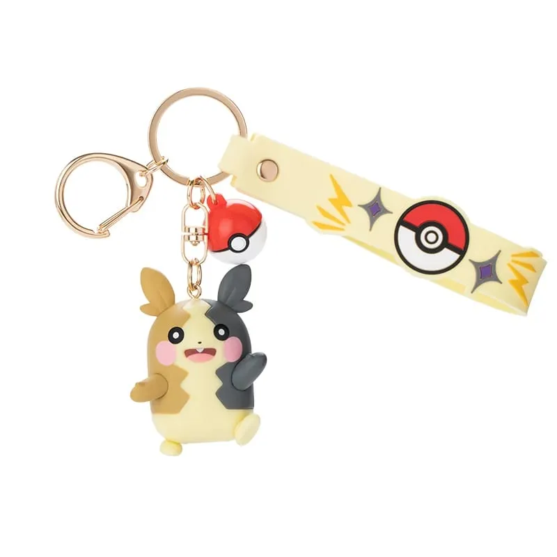 Genuine Pokemon Pikachu Keychain Gengar Morpeko Cubone Snorlax Mimikyu Anime Action Figure Toy Keyring Fragrance Pendant Gift