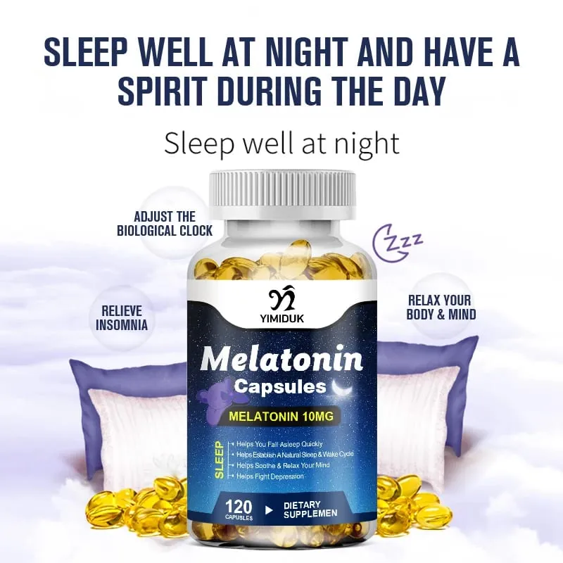 Melatonin 10mg Sleep Dietary Supplement No Habit Deep Sleep Contains Melatonin - Healthy Sleep - 120 Capsules