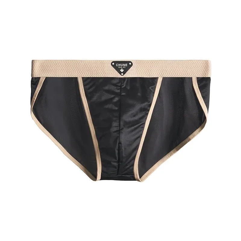 1/3PCS Men's Briefs Satin-like Ice Silk Briefs Summer Smooth Mens Underpants Breathable Quick Drying Panties Sexy U Pouch Briefs — image 23