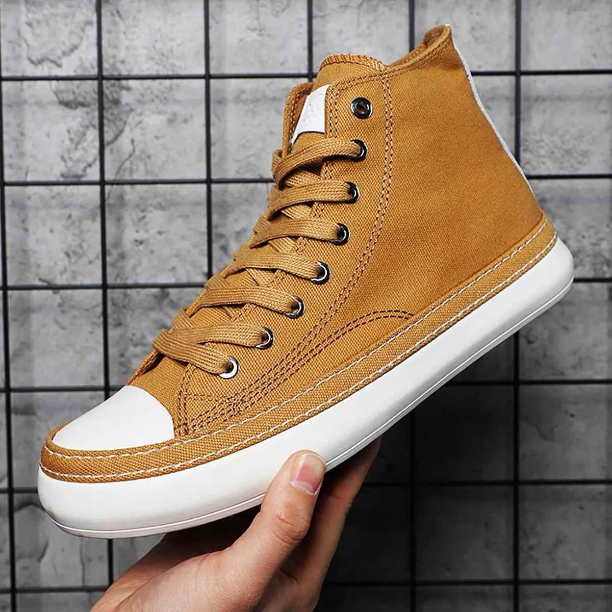 New Fashion Unisex Canvas Boots Men Sneaker Plus Size Women Vulcanized Canvas Shoes High Top Orange Casual Footwear Black 38-44 — image 4