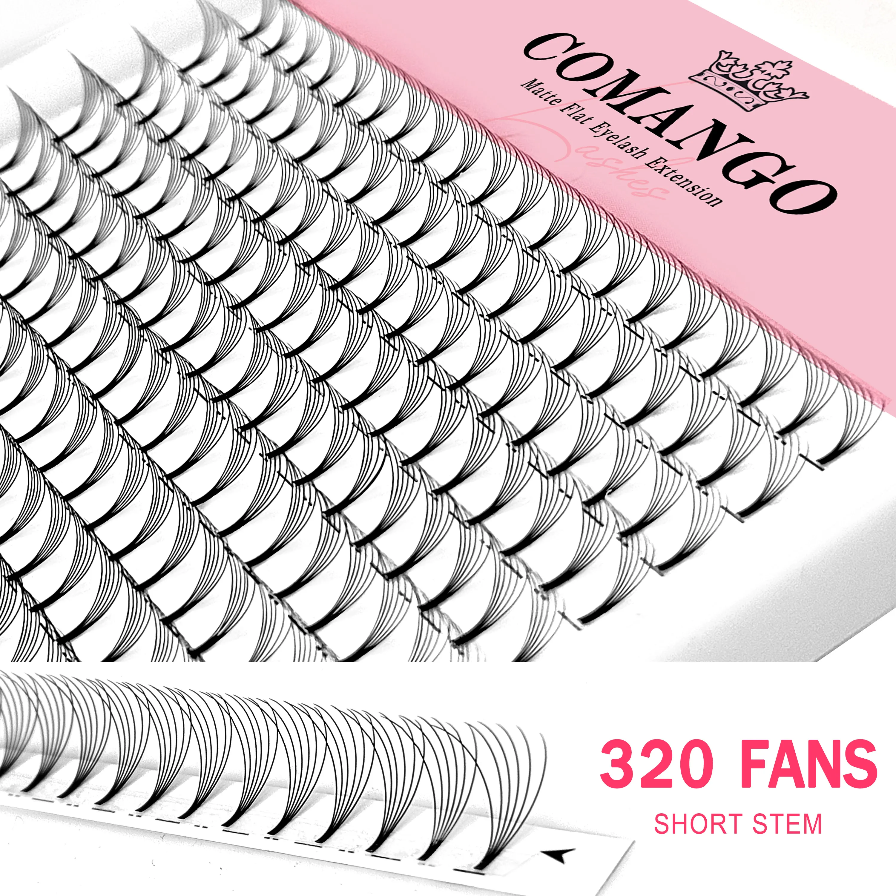 CoMango Wispy Premade Volume Fans 3-10D Individual Lashes Extension Short Stem 320 Fans Faux Mink Pre Made Russian Lashes — image 4
