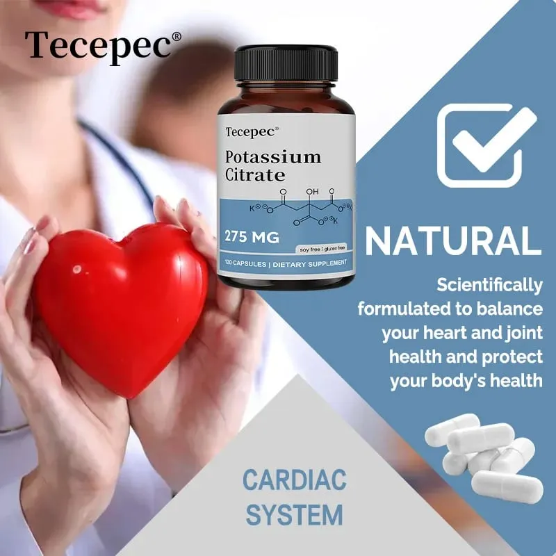 Potassium Citrate Capsules - Maintain Cell Function Strong Joints and Bone Health Regulate Blood Pressure Nerve Conduction — image 6